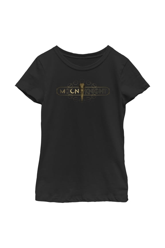 Girl's Marvel: Moon Knight Gold Bird Skull Logo Graphic Tee Black Small