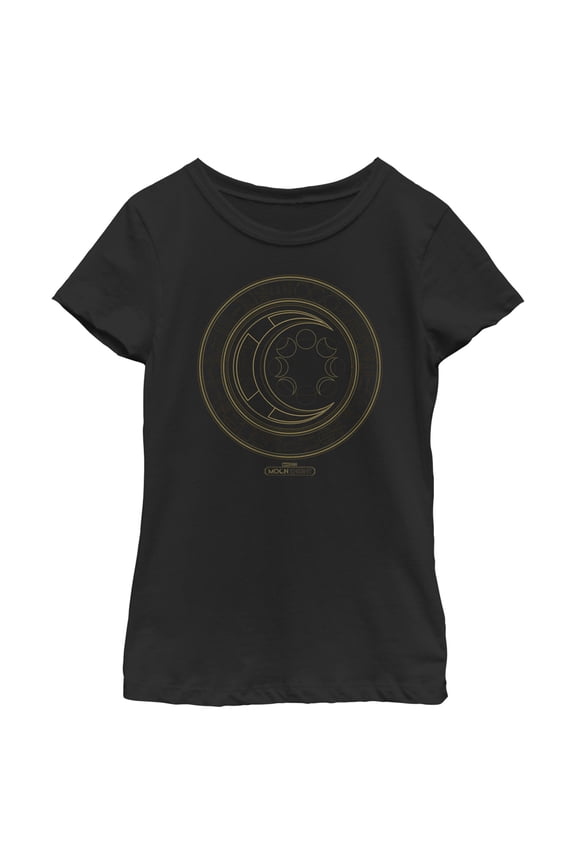 Girl's Marvel: Moon Knight Hieroglyphic Moon Phase Logo Graphic Tee Black Small