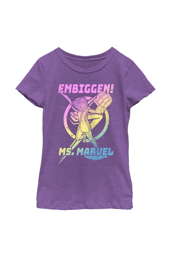 Girl's Marvel: Ms. Marvel Embiggen Punch  Graphic Tee Purple Berry X Large