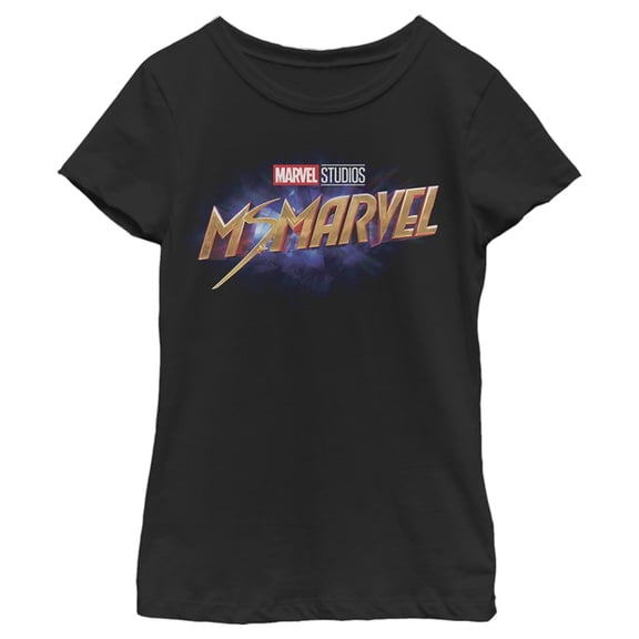 Girl's Marvel Ms. Marvel Logo Graphic Tee Black Small