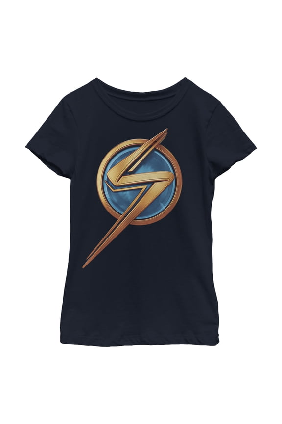Girl's Marvel: Ms. Marvel Logo Icon  Graphic Tee Navy Blue X Large