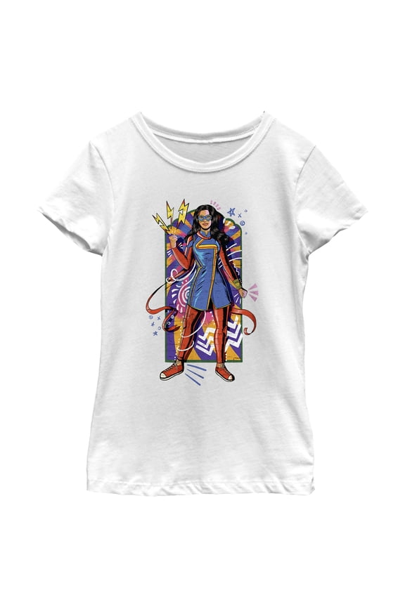 Girl's Marvel: Ms. Marvel Retro Pop Kamala  Graphic Tee White Large