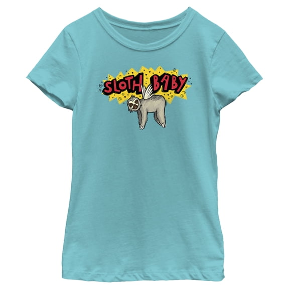 Girl's Marvel: Ms. Marvel Sloth Baby Doodle  Graphic Tee Tahiti Blue Large