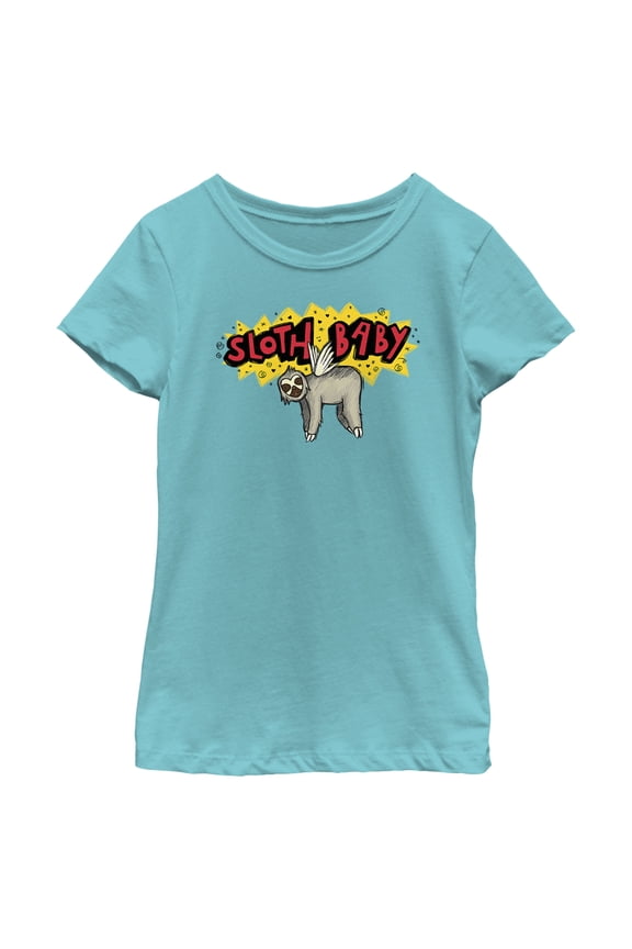 Girl's Marvel: Ms. Marvel Sloth Baby Doodle Graphic Tee Tahiti Blue X Large