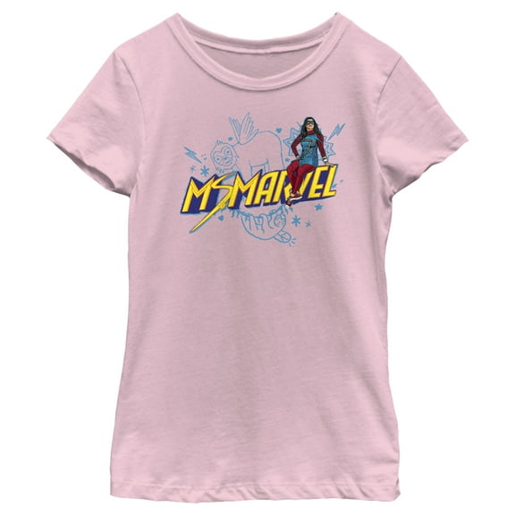 Girl's Marvel: Ms. Marvel Sloth Doodles  Graphic Tee Light Pink Small