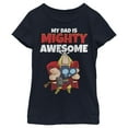 thumbnail image 1 of Girl's Marvel My Dad is Mighty Awesome Cartoon Thor  Graphic Tee Navy Blue X Small, 1 of 4