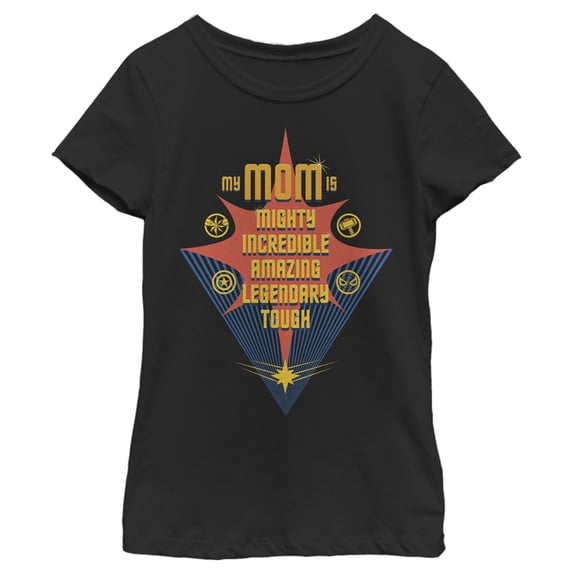 Girl's Marvel My Mom is Mighty Incredible Graphic Tee Black Large