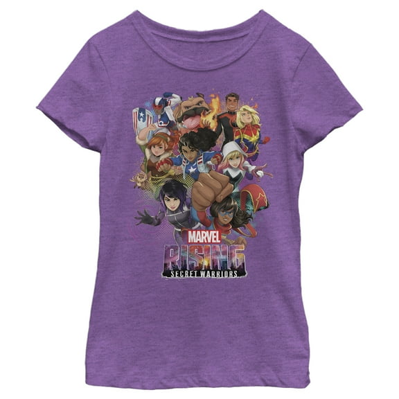 Girl's Marvel Rising: Secret Warriors in Action  Graphic Tee Purple Berry Small