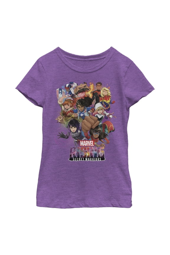Girl's Marvel Rising: Secret Warriors in Action Graphic Tee Purple Berry X Small