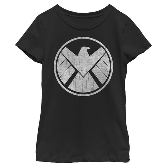 Girl's Marvel S.H.I.E.L.D Logo  Graphic Tee Black Small