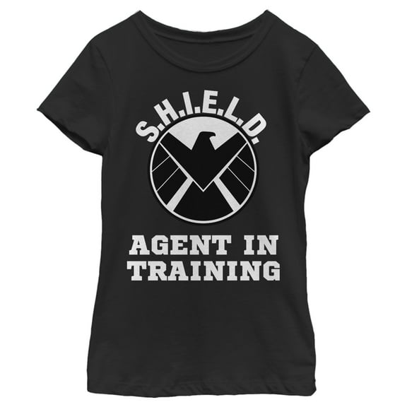 Girl's Marvel SHIELD Agent in Training  Graphic Tee Black Large