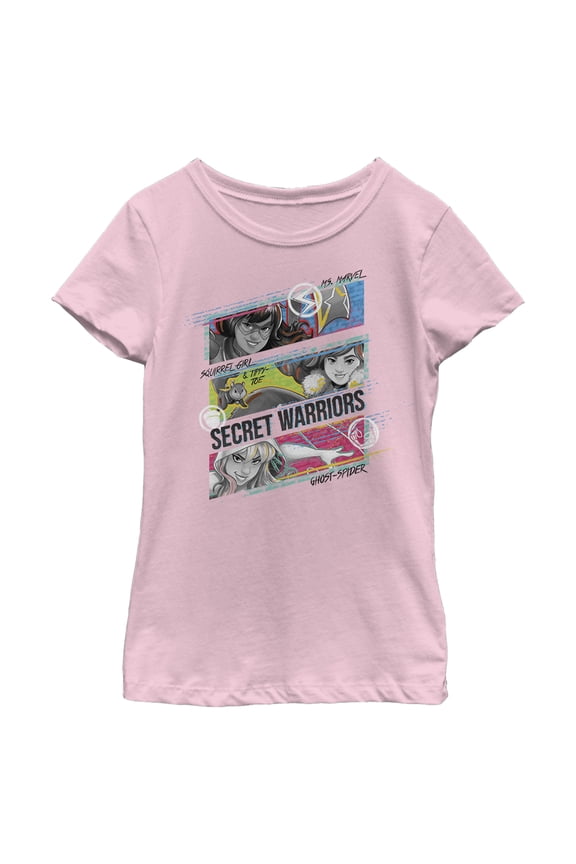 Girl's Marvel Secret Warriors Graphic Tee Light Pink Small
