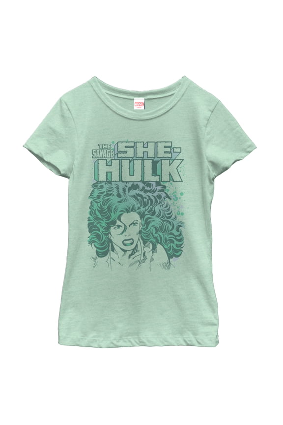 Girl's Marvel She-Hulk Graphic Tee Mint Medium