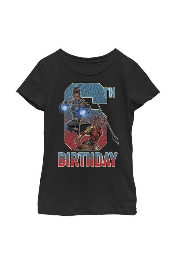 Girl's Marvel Shuri and Okoye 6th Birthday Graphic Tee Black X Large