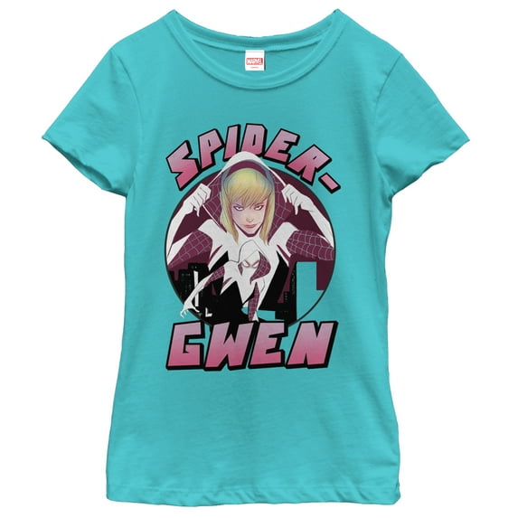 Girl's Marvel Spider Gwen Graphic Tee Tahiti Blue Large