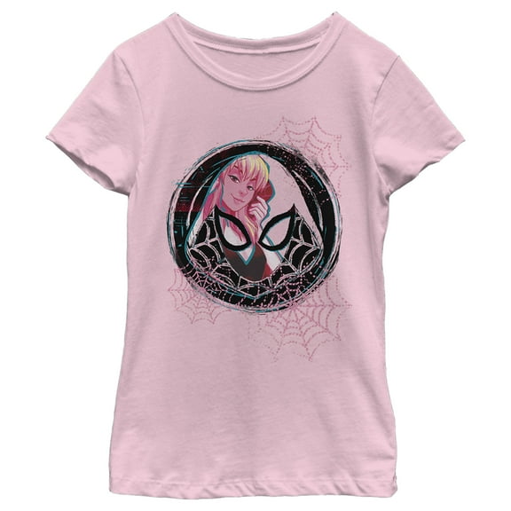 Girl's Marvel Spider Gwen Web Logo  Graphic Tee Light Pink Medium