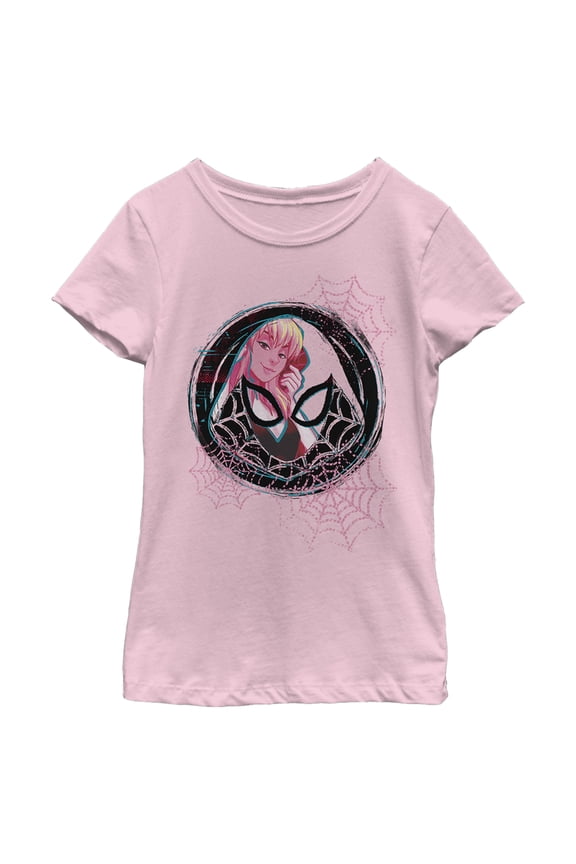 Girl's Marvel Spider Gwen Web Logo Graphic Tee Light Pink X Large