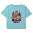 thumbnail image 1 of Girl's Marvel Spider-Man Be Amazing Distressed Graphic Cropped T-Shirt Blue Large, 1 of 3