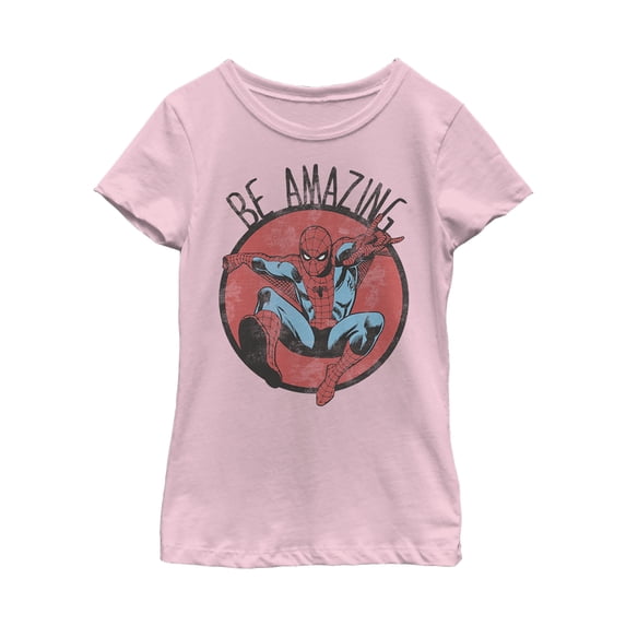 Girl's Marvel Spider-Man Be Amazing Graphic Tee Light Pink X Small