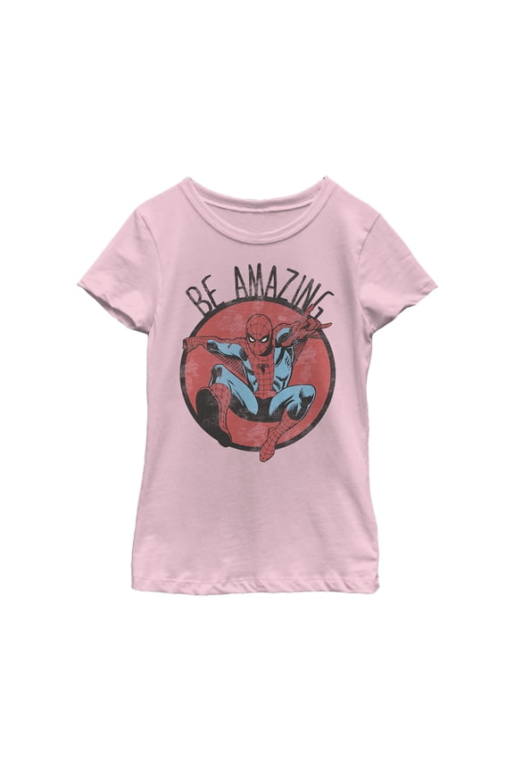 Girl's Marvel Spider-Man Be Amazing Graphic Tee Light Pink X Small