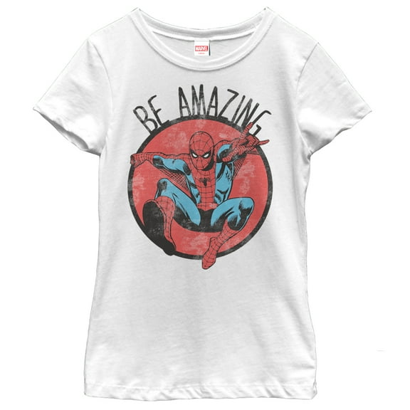 Girl's Marvel Spider-Man Be Amazing  Graphic Tee White Medium