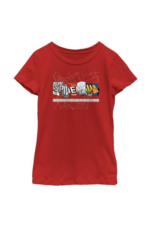 Girl's Marvel Spider-Man Beyond Amazing COMIC CLIPPINGS BEYOND T-Shirt