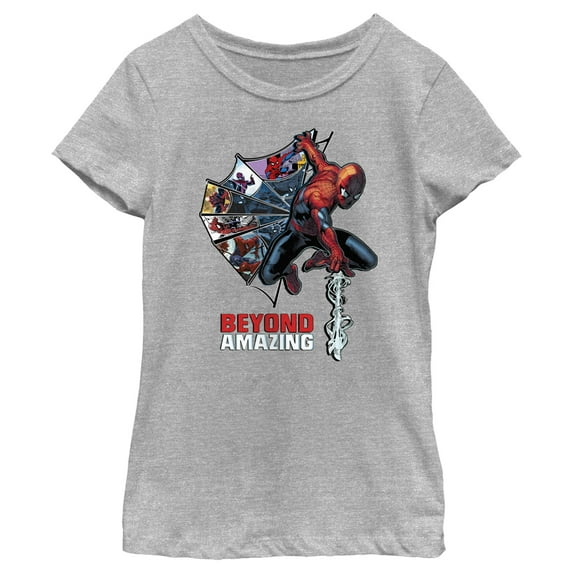 Girl's Marvel Spider-Man Beyond Amazing WEB COMIC HALF T-Shirt