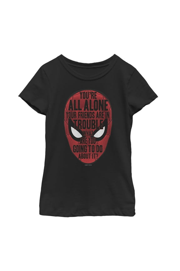 Girl's Marvel Spider-Man: Far From Home Alone Quote Graphic Tee Black Small