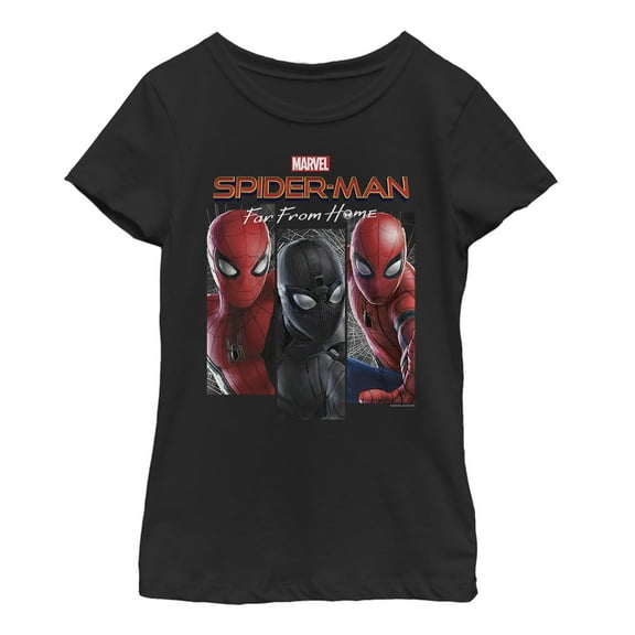 Girl's Marvel Spider-Man: Far From Home Every Suit Graphic Tee Black Small