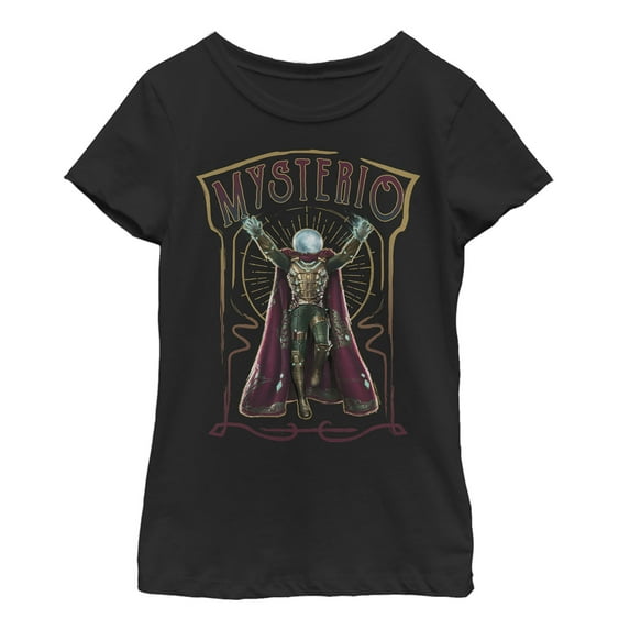 Girl's Marvel Spider-Man: Far From Home Mysterio Card Graphic Tee Black Medium