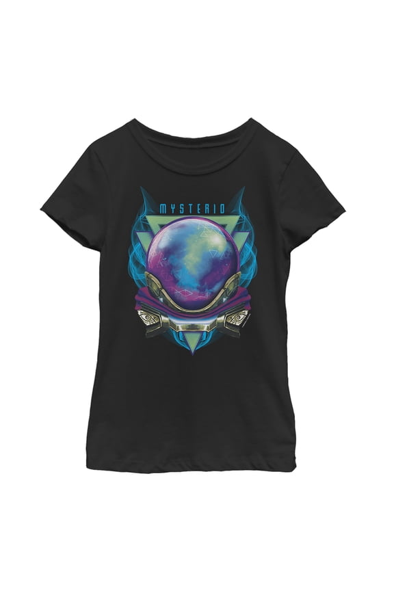 Girl's Marvel Spider-Man: Far From Home Mysterio Masked Graphic Tee Black Small