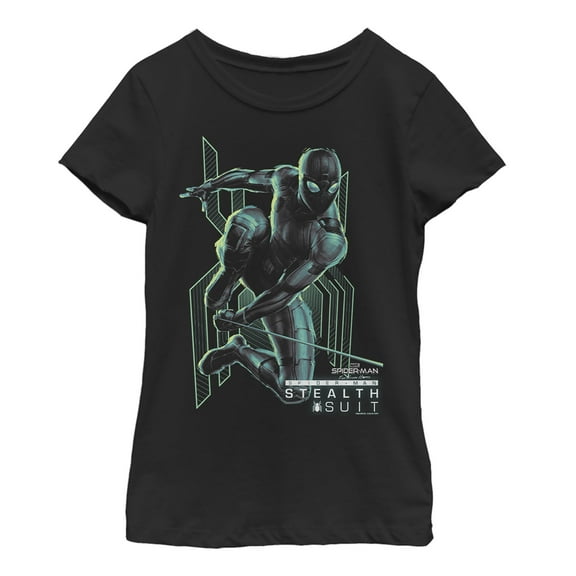 Girl's Marvel Spider-Man: Far From Home Stealth Hero  Graphic Tee Black Large