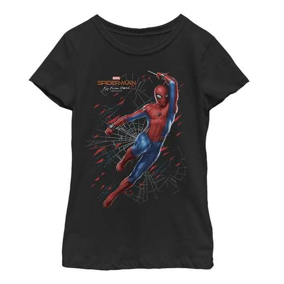 Girl's Marvel Spider-Man: Far From Home Web Shatter Graphic Tee Black X Large