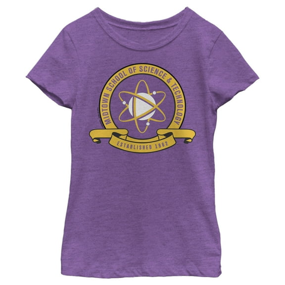 Girl's Marvel Spider-Man: Homecoming Midtown School Crest  Graphic Tee Purple Berry Medium