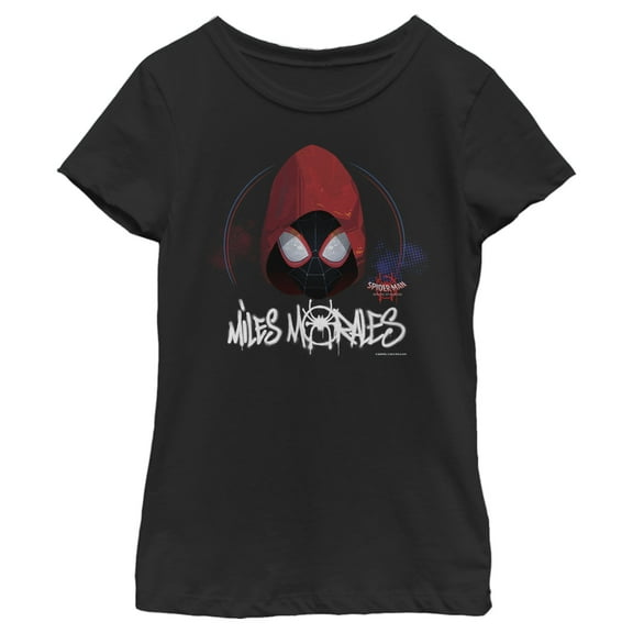 Girl's Marvel Spider-Man: Into the Spider-Verse Hooded Miles  Graphic Tee Black X Small
