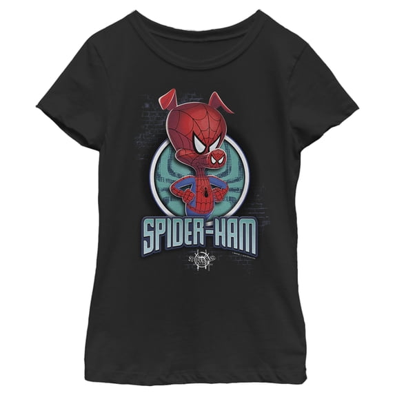Girl's Marvel Spider-Man: Into the Spider-Verse Peter Porker Graphic Tee Black X Large