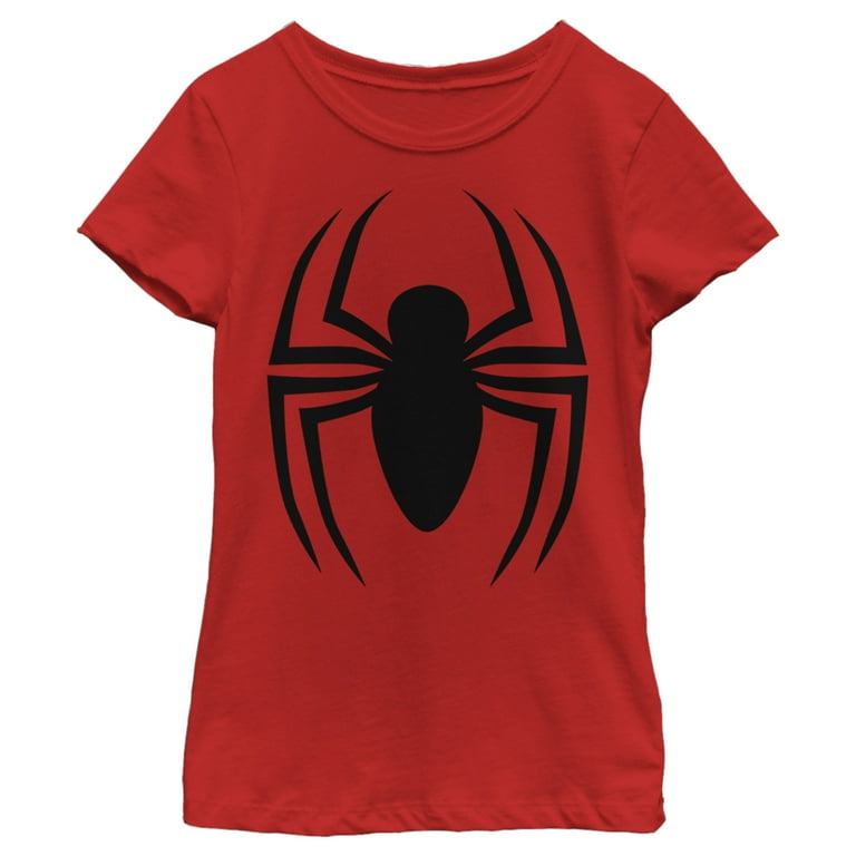 Girl s Marvel Spider Man Logo Graphic Tee Red Medium Walmart