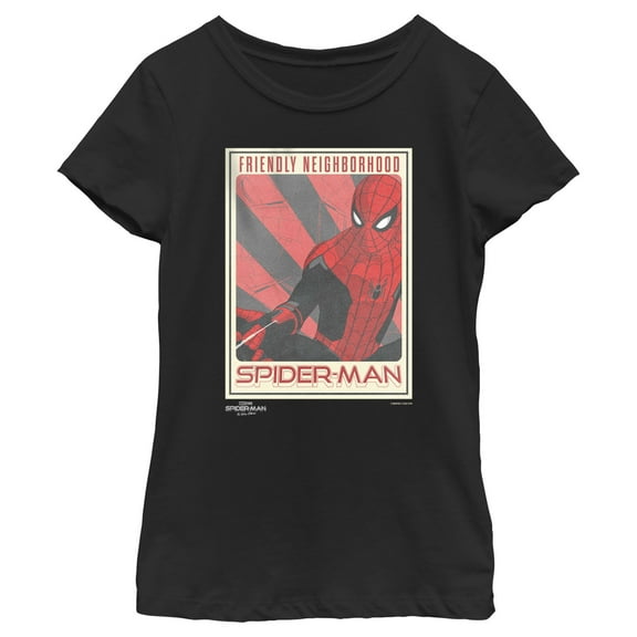 Girl's Marvel Spider-Man: No Way Home Friendly Neighborhood Poster  Graphic Tee Black X Small
