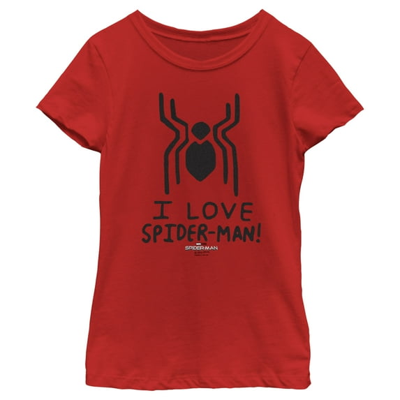 Girl's Marvel Spider-Man: No Way Home I Love Spider-Man! Graphic Tee Red Large