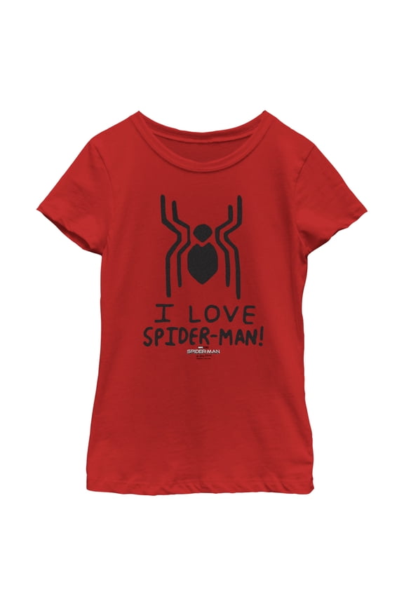 Girl's Marvel Spider-Man: No Way Home I Love Spider-Man! Graphic Tee Red Small
