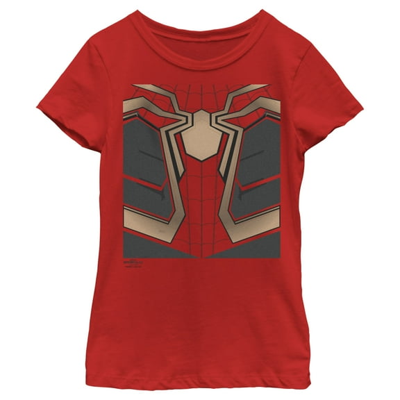 Girl's Marvel Spider-Man: No Way Home Iron Suit  Graphic Tee Red Small