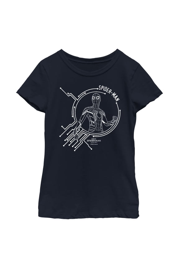 Girl's Marvel Spider-Man: No Way Home Tech Graphic Tee Navy Blue Medium