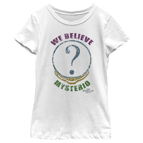 Girl's Marvel Spider-Man: No Way Home We Believe Mysterio Distressed  Graphic Tee White X Large
