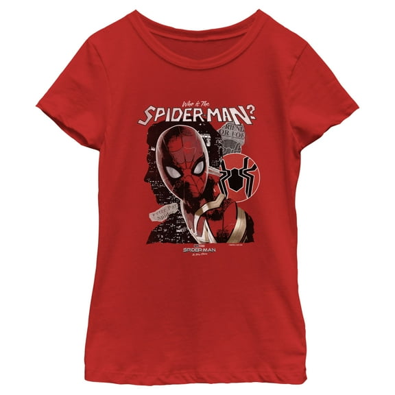 Girl's Marvel Spider-Man: No Way Home Who is the Spider-Man Graphic Tee Red X Large