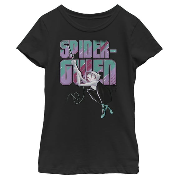 Girl's Marvel Spider-Man Spiderverse Spider-Gwen Swing Graphic Tee Black Medium