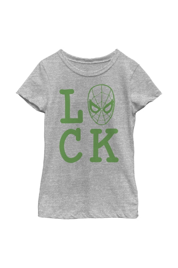 Girl's Marvel Spider-Man St. Patrick's Day Spidey Luck Graphic Tee Athletic Heather Small