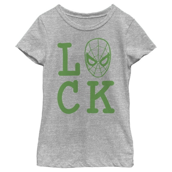 Girl's Marvel Spider-Man St. Patrick's Day Spidey Luck Graphic Tee Athletic Heather Small