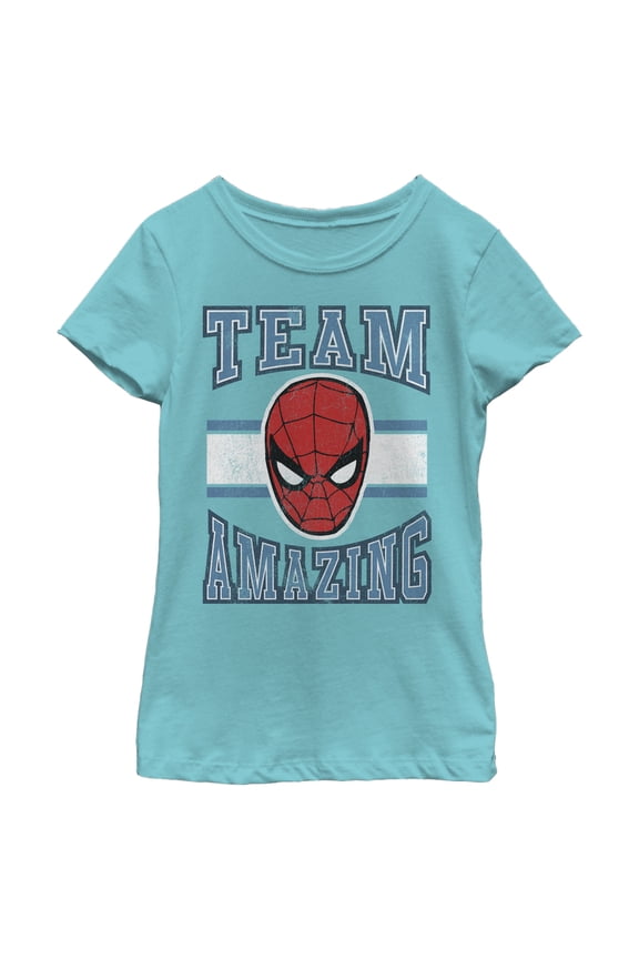 Girl's Marvel Spider-Man Team Amazing Graphic Tee Tahiti Blue X Small