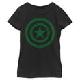 thumbnail image 1 of Girl's Marvel St. Patrick's Day Captain America Clover Shield Graphic Tee Black Medium, 1 of 4