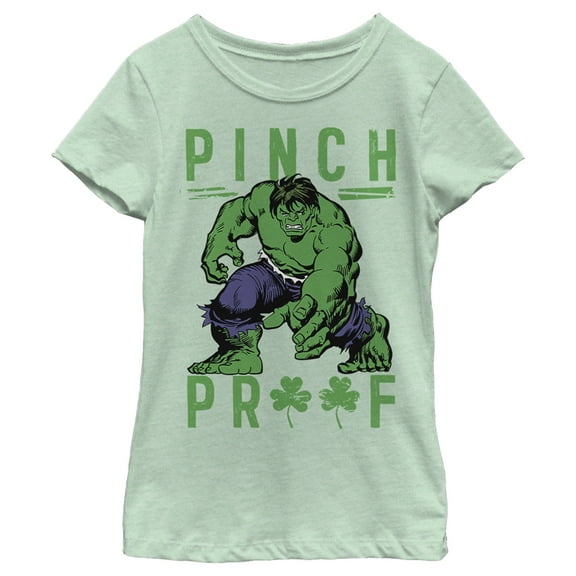 Girl's Marvel St. Patrick's Day Hulk Pinch Proof  Graphic Tee Mint Large